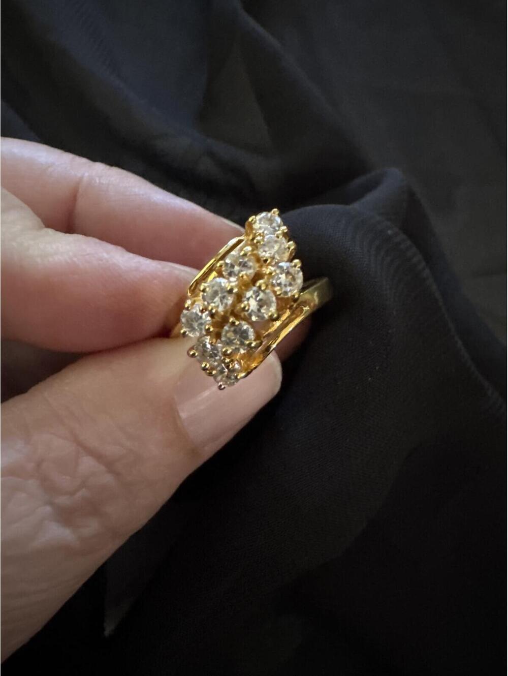 Vintage Gold-Tone Ring with Clear Rhinestones